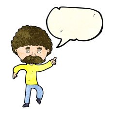 cartoon seventies style man disco dancing with speech bubble N4