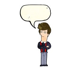 cartoon bored man with speech bubble N15