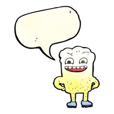 cartoon happy tooth with speech bubble N11