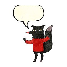 cartoon wolf with speech bubble N6