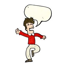 cartoon man panicking with speech bubble N18