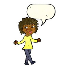 cartoon woman with no worries speech bubble N11