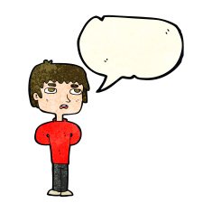 cartoon unhappy man with speech bubble N4