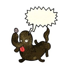 cartoon dog sticking out tongue with speech bubble N5