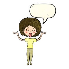cartoon peaceful woman with speech bubble N4