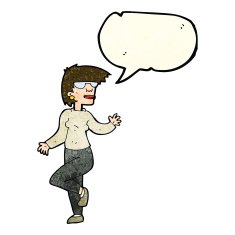 cartoon woman waving with speech bubble N94