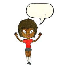 cartoon pretty girl with speech bubble N34