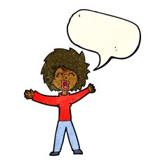 cartoon woman shouting with speech bubble N3