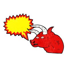 cartoon angry bull head with speech bubble N3