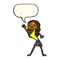 cartoon woman dancing with speech bubble N10