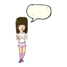 cartoon girl with crossed arms speech bubble N4