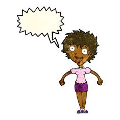 cartoon excited woman with speech bubble N38
