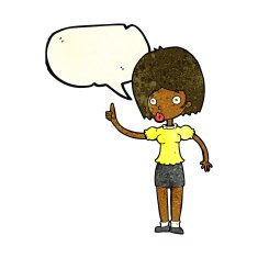 cartoon woman with idea speech bubble N79