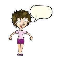 cartoon excited woman with speech bubble N40