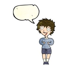 cartoon excited woman with speech bubble N41