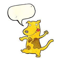cartoon happy dog with speech bubble N20