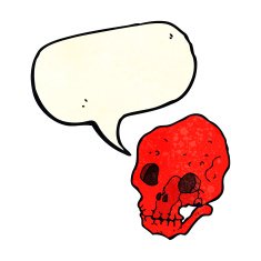 cartoon spooky skull with speech bubble N42