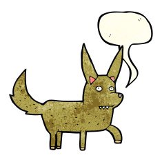 cartoon wild dog with speech bubble N3