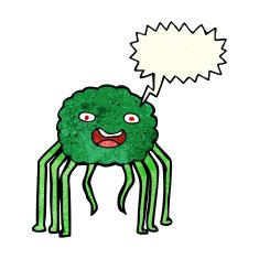 cartoon spider with speech bubble N7