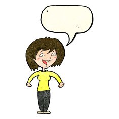 cartoon excited woman with speech bubble N43