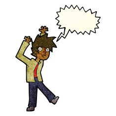 cartoon excited boy with speech bubble N41