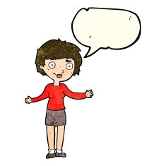 cartoon confused woman with speech bubble N26