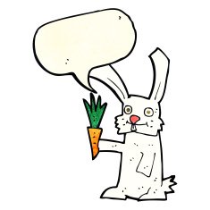 cartoon rabbit with carrot speech bubble N3