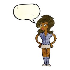 cartoon pretty woman with speech bubble N89