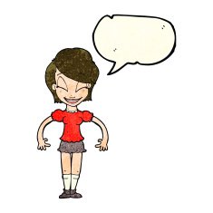 cartoon pretty woman with speech bubble N90