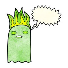 funny cartoon ghost with speech bubble N30