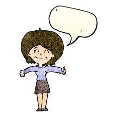 cartoon woman giving thumbs up sign with speech bubble N4