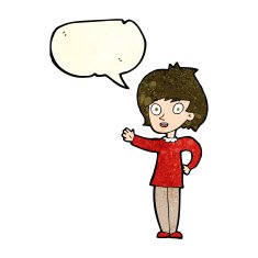cartoon happy woman with speech bubble N79