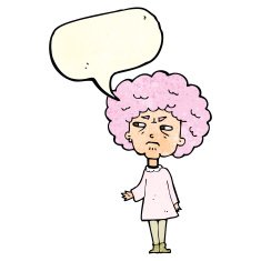 cartoon old lady with speech bubble N4