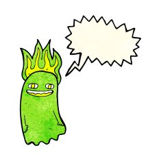 funny cartoon ghost with speech bubble N35
