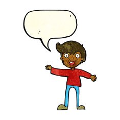 cartoon excited boy with speech bubble N42