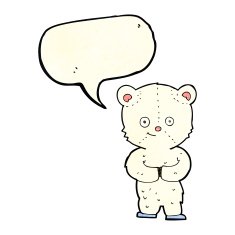 cartoon teddy polar bear cub with speech bubble N4