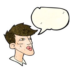 cartoon male model guy with speech bubble N4