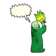 cartoon waving halloween ghoul with speech bubble N4