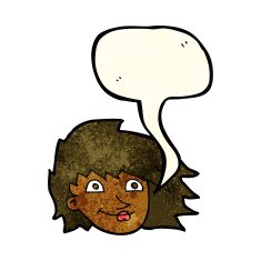 cartoon female face with speech bubble N42