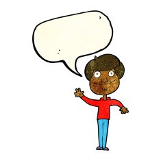 cartoon happy man waving with speech bubble N13