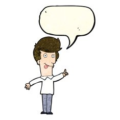 cartoon funny man with idea speech bubble N4