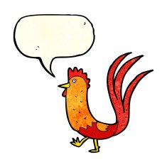 cartoon cockerel with speech bubble N9