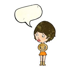 cartoon concerned woman with speech bubble N3