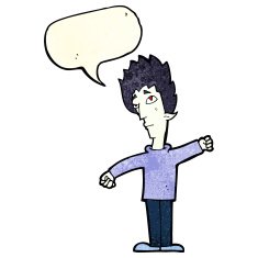 cartoon vampire man with speech bubble N43