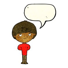 Cartoon happy boy with speech bubble N70