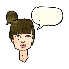 cartoon female head with speech bubble N4