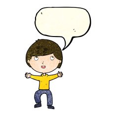Cartoon happy boy with speech bubble N71