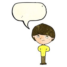 Cartoon happy boy with speech bubble N72