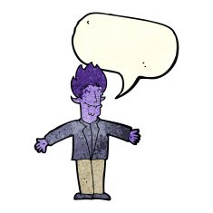 cartoon happy vampire with speech bubble N13