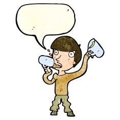 cartoon man drinking beer with speech bubble N4